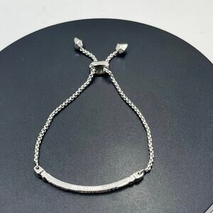 Kendra Scott Ott Bolo Adjustable Sparkling CZ Chain‎ Bracelet in Silver Rhodium